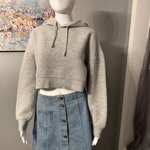 Streetcore College Prep Women's Cropped Hoodie Size M Gray Y2K Wild Fable